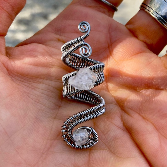 Stainless Steel Herkimer Diamond Dread Cuff - Picture 5 of 5